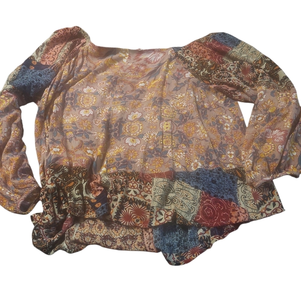 Umgee Multicolor Patchwork Blouse - image 2